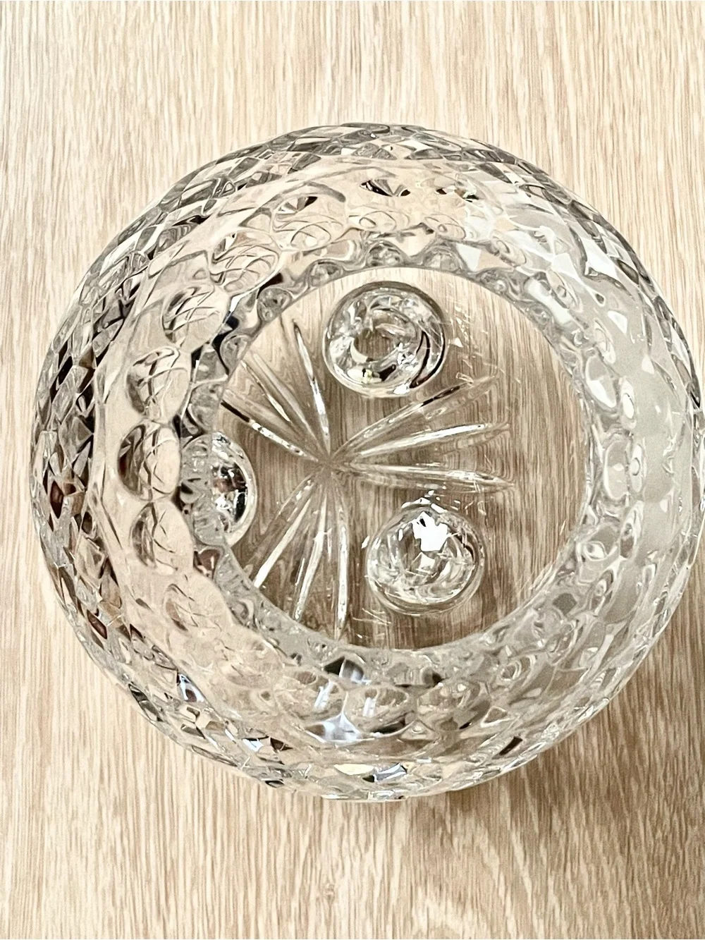 Vintage Diamond-Cut Footed Crystal Rose Bowl Vase